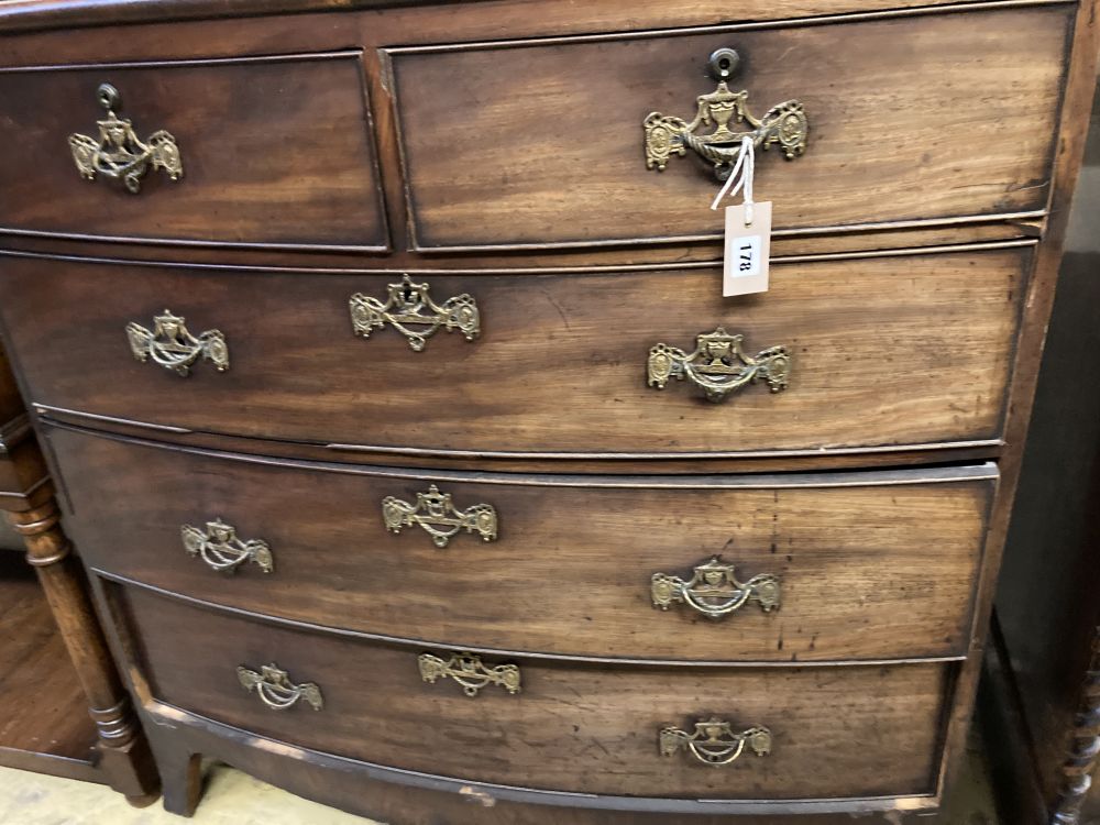 A Regency mahogany bowfront chest, width 104cm depth 53cm height 107cm